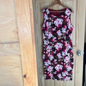 Lands' End Floral Midi Dress - Red and White